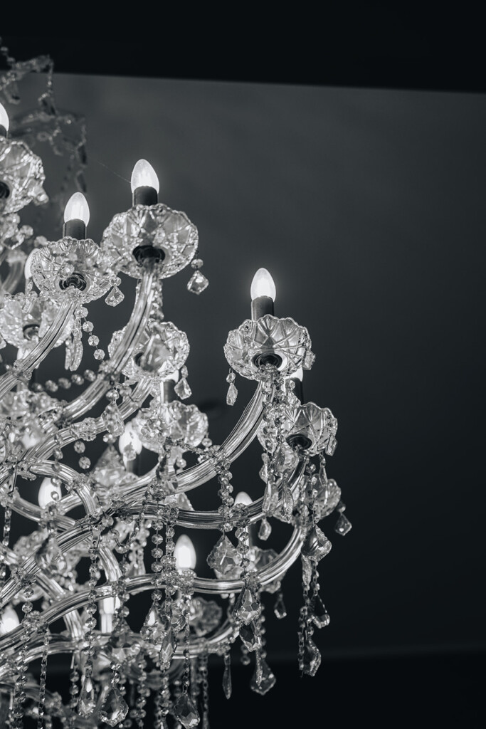 A chandelier that hands from the Ballroom ceiling