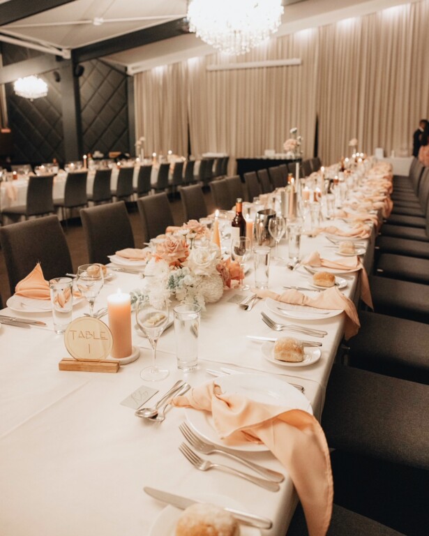 Long tables fill the Ballroom, ready for guests to arrive.